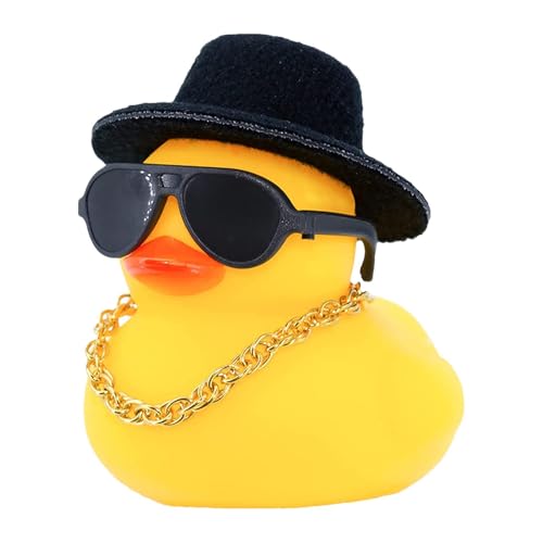 Duck Toard Duck | Auto-Zubehör für den Innenbereich | Niedliche Entenautoornamente mit Sonnenhut, Sonnenbrille, Halskette, Schwimmring von Xinhuju