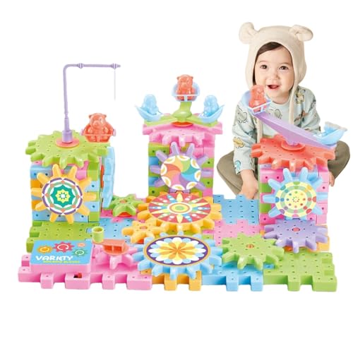 Elektrisches Zahnrad-Baustein-Spielzeug, elektrisches Baustein-Spielzeug-Set, ineinandergreifende Puzzle-Blöcke, wiederverwendbar, für Alter von von Xinhuju
