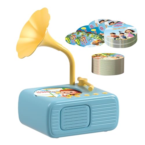 Grammophon-Musikspielzeug für Kleinkinder, Kinder-Schallplatten-FD-Player, Musikspielzeug für Kinder-Schallplatte mit 96 Karten – Kinder-Grammophon-T-Story-Musikspieler für Kinder, und Mädchen von Xinhuju