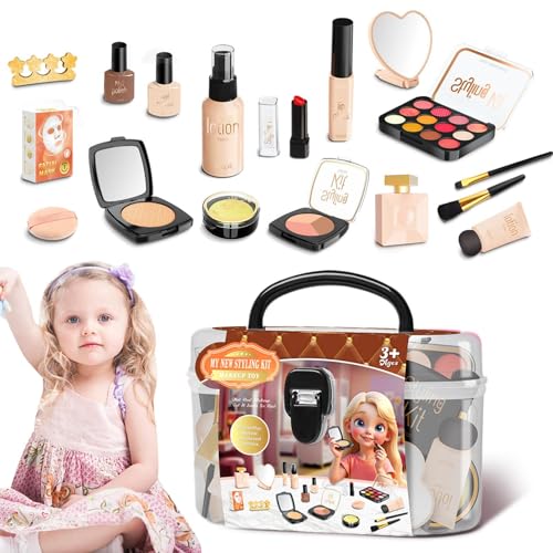 Make-up-Spielzeug, Make-up-Set für kleine Mädchen, Make-up-Set für kleine Mädchen, Spielzeug für den Innenbereich mit schöner Aufbewahrungsbox für Weihnachten, Geburtstag, Tag für Neujahr von Xinhuju