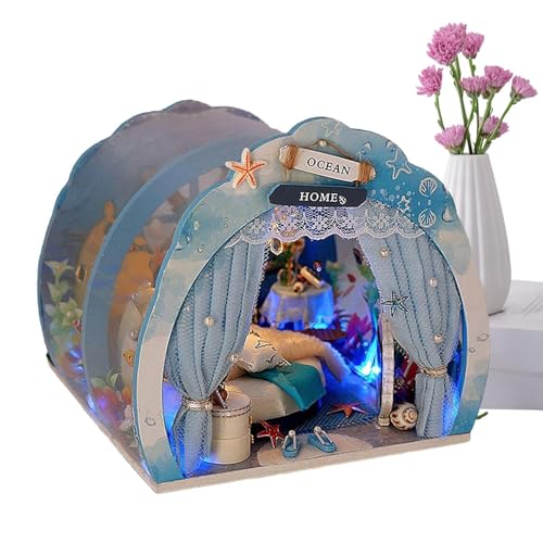 Miniatur-Haus-Set, kleines Haus, Miniaturhaus, kleines Haus mit Meertunnel – Modell eines Meertunnels mit Möbeln und LED-Licht für Miniatur-Haus-Set, kleines Haus, Miniaturhaus, kleines Haus mit Meertunnel – Modell eines Meertunnels mit Möbeln und LED-Licht für von Xinhuju