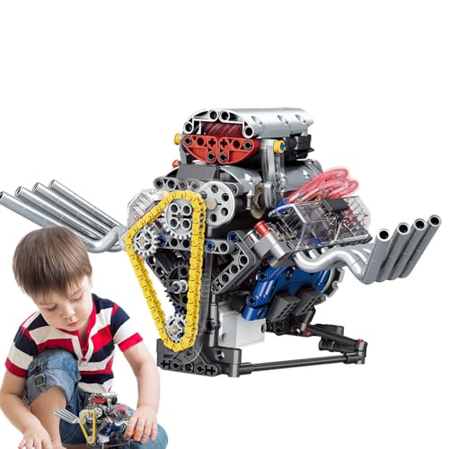 Motorbau-Set, programmierbarer Modellbausatz mit Sound, Fernbedienungs-Baustein-Sets mit LED-Lichtern, Schreibtisch-Sammelstück für Kinder, Erwachsene, Zuhause, Werkstatt, Klassenzimmer, Arbeitsplatz von Xinhuju