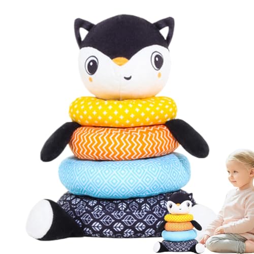 Plüsch-Stapelringe – Entwicklungsaktivität des Tierspiels, fördert die Hand-Augen-Koordination | Rainbow Ring Music Skills Toy für Babys 0-3 Jahre, Educational Sensory Stacker for von Xinhuju