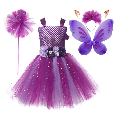 Prinzessin Dress Up Kleidung - Atmungsaktives 5-teiliges Feenkostüm-Set für Mädchen | Fancy Princess Outfits für Kinder im Alter von 2-12 Jahren, Schmetterling Tüll Flügel, Diadem & Ohren für Prinzessin Dress Up Kleidung - Atmungsaktives 5-teiliges Feenkostüm-Set für Mädchen | Fancy Princess Outfits für Kinder im Alter von 2-12 Jahren, Schmetterling Tüll Flügel, Diadem & Ohren für von Xinhuju