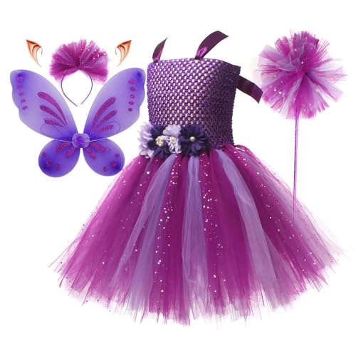 Prinzessin Dress Up Kleidung - Atmungsaktives 5-teiliges Feenkostüm-Set für Mädchen | Fancy Princess Outfits für Kinder im Alter von 2-12 Jahren, Schmetterling Tüll Flügel, Diadem & Ohren für Prinzessin Dress Up Kleidung - Atmungsaktives 5-teiliges Feenkostüm-Set für Mädchen | Fancy Princess Outfits für Kinder im Alter von 2-12 Jahren, Schmetterling Tüll Flügel, Diadem & Ohren für von Xinhuju