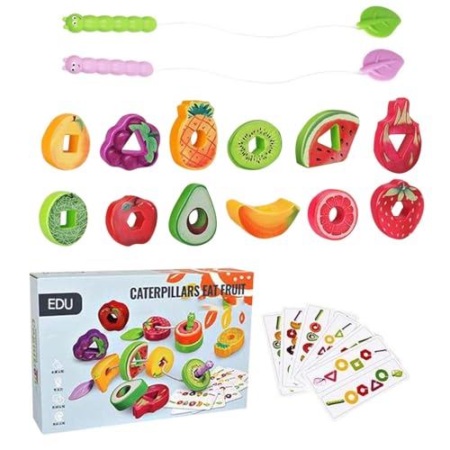 Schnürperlen Vorschulnetz Toy - Pädagogische Entwicklung der Feinmotorik, Obst- und Tierperlen Set für Kleinkinder | Bauernhof und Gemüse Lernspiel von Xinhuju