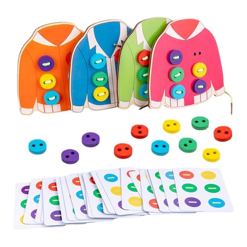 Schnürspielzeug aus Holz | Nähkarten, damit sie grundlegende Lebensfähigkeiten erwerben | Toy Fine Motor Skill Threading Game für Entwicklung und Früherziehung P von Xinhuju