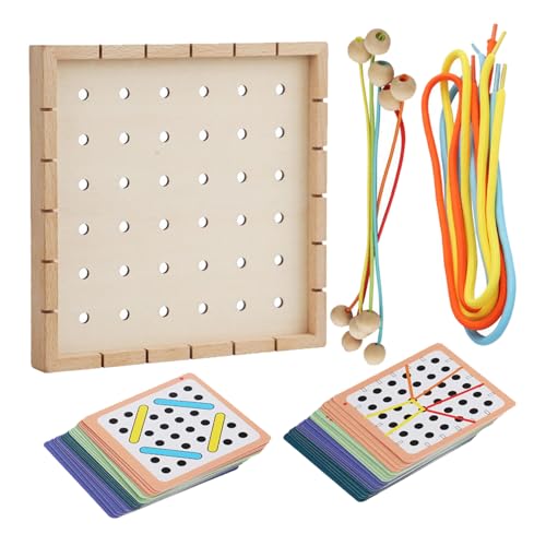 Schnürspielzeug für Kleinkinder – Interaktives Holzgewindebrett | Lernspielzeug mit 6 glänzenden Fäden und 40 Karten Muster entwickeln Feinmotorik, Kreativität, Enfo Schnürspielzeug für Kleinkinder – Interaktives Holzgewindebrett | Lernspielzeug mit 6 glänzenden Fäden und 40 Karten Muster entwickeln Feinmotorik, Kreativität, Enfo von Xinhuju