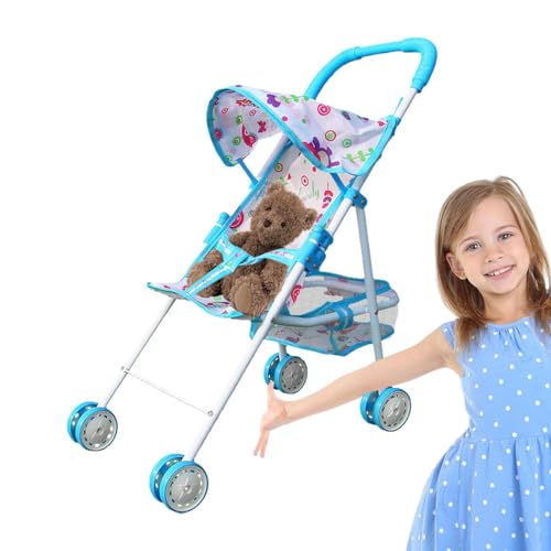 Spielzeug Kinderwagen - Stellen Sie sich vor, Spieler für Kinder mit bequemem Griff | Nette Puppen- und Bärenträgerin für Playhouse Spaß, Rollenspielaktivitäten, Imagination Booster, Indoor -Kleinkind von Xinhuju