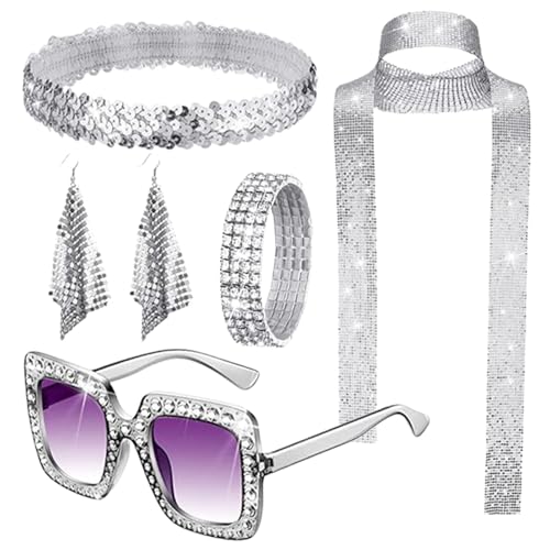 Vintage Ballroom Accessoire Kit - Paillettenarmband, KleidunSonnenbrille | Festival -Ohrringe und Kopfverpackungskombination für thematische Veranstaltungen, die Carnival Cosplay Styling glamourö von Xinhuju