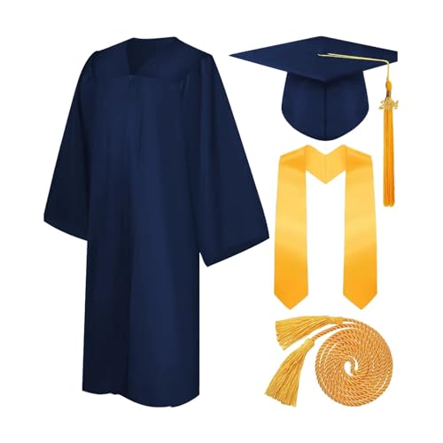Xinhuju Abschlusskleid-Set – College-Kappen mit Quaste und Stola, 2025 Siegel, europäischer amerikanischer Stil, gewebtes Junggesellen-Kleid für Universitätszeremonie, Erwachsenenkleidung für von Xinhuju