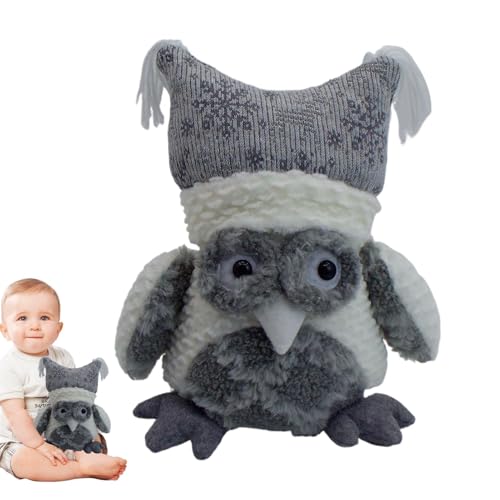 Xinhuju Eulen-Plüschtiere – Flauschiges Spielzeug von 24,6 cm (9,5 Zoll), Cartoon-Design | Niedliche Eule aus Plüsch mit grauem, dekoratives Kissen für Kinder, f von Xinhuju