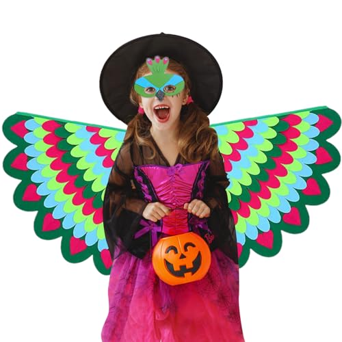 Xinhuju Kinder Bird Cape - lebendige Flügel, farbenfrohe Pfauenwickel | Atmungsaktives Kostüm-Kostüm-Flügel, Festival-Outfit mit Tiermotiven, Schulleistung, Cosplay-Geburtstagshooting, Outdoor-Party von Xinhuju