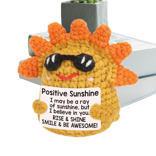 Xinhuju Positive Sunshine Häkelpuppe, emotionales Komfortspielzeug, emotionales Häkeln Positive Sunshine – Plüschtier zur emotionalen Unterstützung, handgefertigt, gestrickte Häkelpuppe von Xinhuju