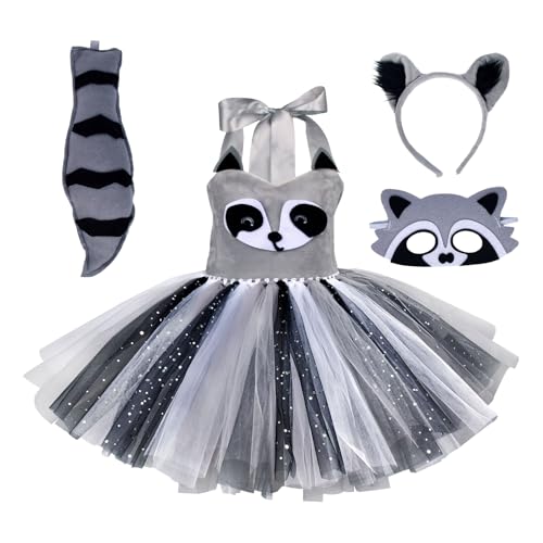 Xinhuju -Raccoon -Outfit - Entzückendes Plüschkostüm -Set, bequemer Pyjama -Style -Strampler | Warmes Waldmotivkleid für Babys, Ostern, Schulveranstaltungen, Rollenspiele, Themenpartys & Fun Charact von Xinhuju