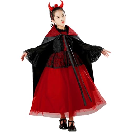 Xinhuju Vampir Kostüm Kids - Royal Crimson Umhang Outfit Zubehör Gothic | Königin Halloween Outfit für Mädchen Verkleidung Karneval Cosplay Maskerade themed Performance Schule Party wear Xinhuju Vampir Kostüm Kids - Royal Crimson Umhang Outfit Zubehör Gothic | Königin Halloween Outfit für Mädchen Verkleidung Karneval Cosplay Maskerade themed Performance Schule Party wear von Xinhuju