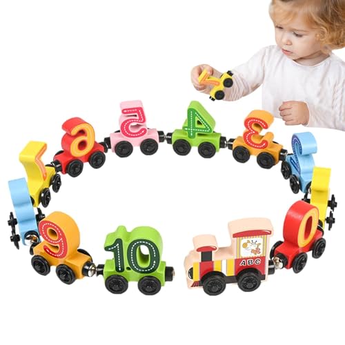 Zugnummern-Set für Kleinkinder, Lernspielzeug aus Holz, für Bausteine der frühen Bildung der Baumschule, magnetischer Zahlenzug, Magnet, Zahl Zug von Xinhuju