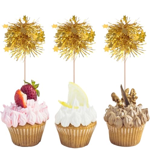 40 Stück Cupcake Topper Tortendeko Glitzer Gold-Folie-Feuerwerk Geburtstagskuchen Muffins Deko Cake Decoration für Geburtstag Hochzeit Babyparty Partyzubehör 40 Stück Cupcake Topper Tortendeko Glitzer Gold-Folie-Feuerwerk Geburtstagskuchen Muffins Deko Cake Decoration für Geburtstag Hochzeit Babyparty Partyzubehör von Xinjoduz