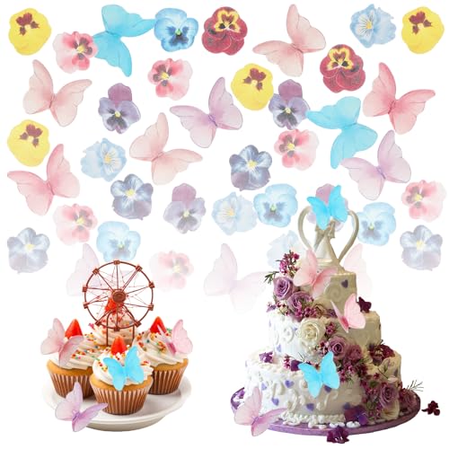 83 Stück Essbare Blume Schmetterling Kuchen Topper, Schmetterlinge Blüten Deko, Cupcake Topper Geburtstag Esspapier Muffin Tortendeko Essbar Blumen für Torte Babyparty Hochzeit Jubiläum 83 Stück Essbare Blume Schmetterling Kuchen Topper, Schmetterlinge Blüten Deko, Cupcake Topper Geburtstag Esspapier Muffin Tortendeko Essbar Blumen für Torte Babyparty Hochzeit Jubiläum von Xinjoduz