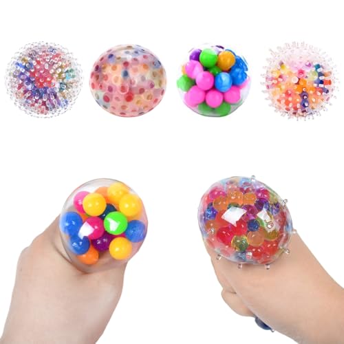 Xinlie Stressball Erwachsene 4er-Set Igelball Weich Massageball Knetball Antistressball Erwachsene Massagebälle Handtrainer Hand Therapie Bälle für Entspannung, Angst, Fidget, Spannung und Stress von Xinlie