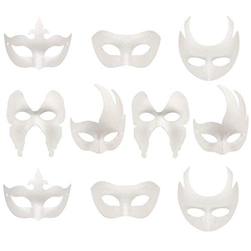 Xinlie Weiße Unbemalt DIY Maske - 10 Stück Anonymous Masken zum Bemalen für Kinder, Halloween, Karneval, Cosplay - Handgemalte Design Maskenball Party von Xinlie