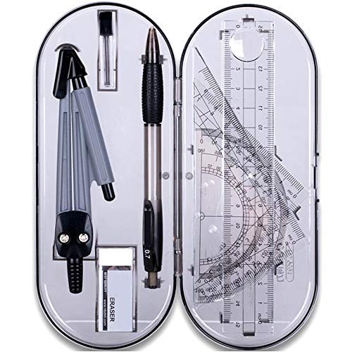 Xinlie Zirkel&Geometrie Kit Set Math Geometry Kit Student Supplies mit Bruchsicheren Aufbewahrungsbox,inkl,Winkelmesser,Kompass,Bleistift Führen Minen,Bleistift,Radiergummi..für Studenten (8 Stück) Xinlie Zirkel&Geometrie Kit Set Math Geometry Kit Student Supplies mit Bruchsicheren Aufbewahrungsbox,inkl,Winkelmesser,Kompass,Bleistift Führen Minen,Bleistift,Radiergummi..für Studenten (8 Stück) von Xinlie