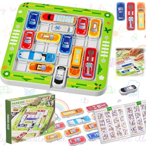 Xinlon Auto Spiele, Konzentrationsspiele für Kinder ab 8, Denken Logik Puzzle Spieles, Magnetisches Auto-Labyrinth,Spiele für autofahrt Kinder Rush Hour Parkspiele Auto Spielzeug Stauspiel Logikspiel von Xinlon
