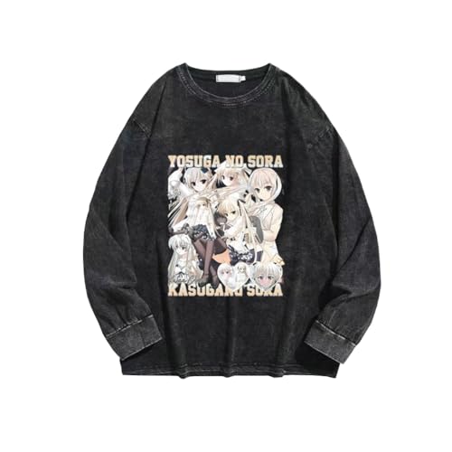 Xinnice Anime Kapuzenpullover Kasugano Sora Sweatshirt Anime Vintage Washed Pullover Freizeit Oversize von Xinnice