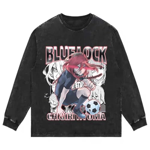 Xinnice Anime Sweatshirt Bachira Meguru/Chigiri Hyoma Kapuzenpullover Anime Vintage Washed Pullover Freizeit Oversize von Xinnice