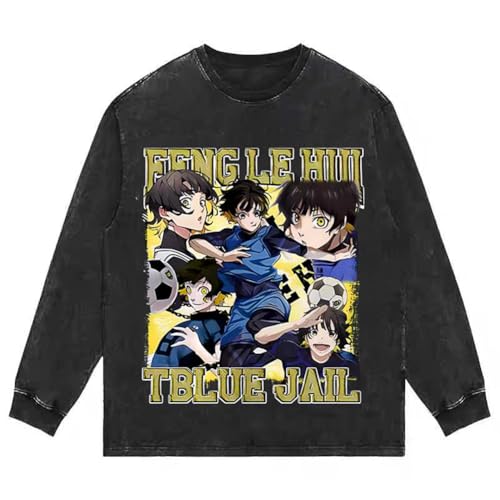 Xinnice Anime Sweatshirt Bachira Meguru/Chigiri Hyoma Kapuzenpullover Anime Vintage Washed Pullover Freizeit Oversize von Xinnice