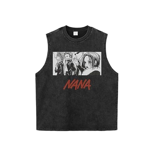 Xinnice Anime Tank Top Osaki Nana Merch Vintage Washed Shirt Oversize Sommer Schwarz Unisex Ärmelloses T shirt M-XXL von Xinnice
