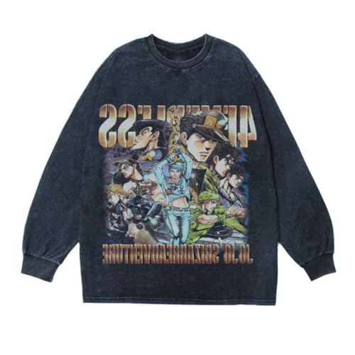 Xinnice Anime Vintage Washed Sweatshirt Dio Brando/Jotaro kapuzenpullover JJBA Anime Langärmelige Pullover Jungen Mädchen von Xinnice