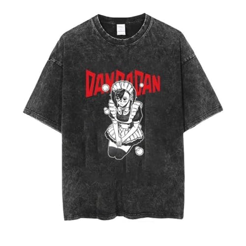 Xinnice Ayase Momo Shirt Anime Vintage Washed Aged T-Shirt Okarun/Turbo Granny Kurzarm Sommer Oversize Schwarz T shirt von Xinnice