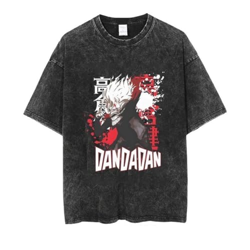 Xinnice Ayase Momo Shirt Anime Vintage Washed Aged T-Shirt Okarun/Turbo Granny Kurzarm Sommer Oversize Schwarz T shirt von Xinnice