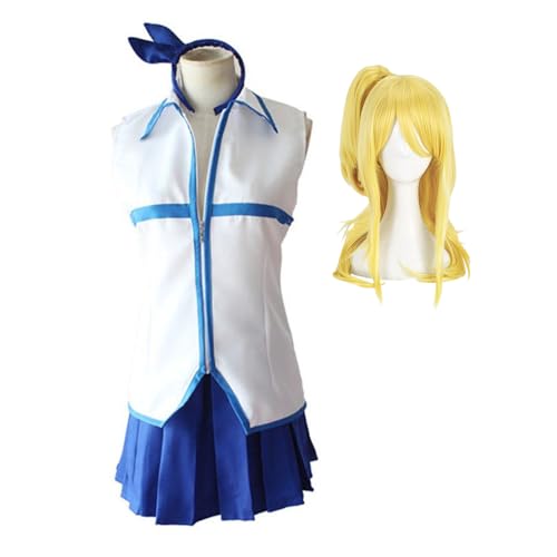 Xinnice FAIRY TAIL Cosplay Lucy Heartfilia Rollenspiel Kostüme Anime Ärmelloser Matrosenanzug Cosplay Kleid Set Halloween Party Outfit/Perücke Für Herren Damen, S - XL Xinnice FAIRY TAIL Cosplay Lucy Heartfilia Rollenspiel Kostüme Anime Ärmelloser Matrosenanzug Cosplay Kleid Set Halloween Party Outfit/Perücke Für Herren Damen, S - XL von Xinnice