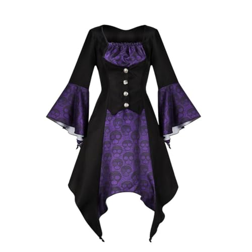 Xinnice Gothic Cosplay Kleid Hexe Mittelalter kostüm Damen Halloween Party Performance Cosplay Kleidung S-XXL von Xinnice