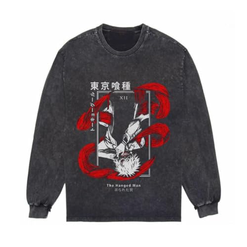Xinnice Kaneki Ken Sweatshirt Anime Vintage Washed Sweatshirt Kapuzenpullover Kaneki Ken Merch Baumwolle Pullover von Xinnice