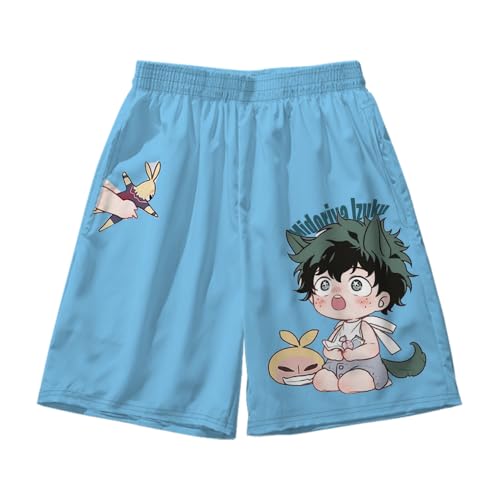 Xinnice MHA Anime Beach Shorts Midoriya Izuku/Bakugou Katsuki Merch Boardshorts Unisex Schnell Trocknende Shorts Sommer Surf Freizeitshort von Xinnice