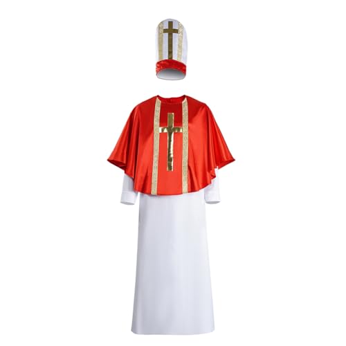 Xinnice Priester Cosplay Robe Umhang Mittelalter kostüm Missionar Herren Halloween Party Performance Cosplay Outfit S-3XL von Xinnice