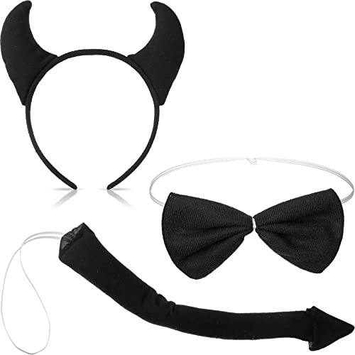 Xinnun 3 Stück Teufelshörner Kostüm Set Teufelshörner Haarreif Teufelsschwanz und Teufel Fliege Halloween Cosplay Accessoires für Mädchen Damen Karneval Party Verkleidung (Schwarz, Frischer Stil) Xinnun 3 Stück Teufelshörner Kostüm Set Teufelshörner Haarreif Teufelsschwanz und Teufel Fliege Halloween Cosplay Accessoires für Mädchen Damen Karneval Party Verkleidung (Schwarz, Frischer Stil) von Xinnun