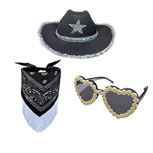 Xinsheinelry CowboyHut, Brille, BandanaSet, Junggesellinnenabschied, Bandana, Brautparty, Hut, Junggesellinnenabschied, Cowgirl-Brille, Braut Xinsheinelry CowboyHut, Brille, BandanaSet, Junggesellinnenabschied, Bandana, Brautparty, Hut, Junggesellinnenabschied, Cowgirl-Brille, Braut von Xinsheinelry
