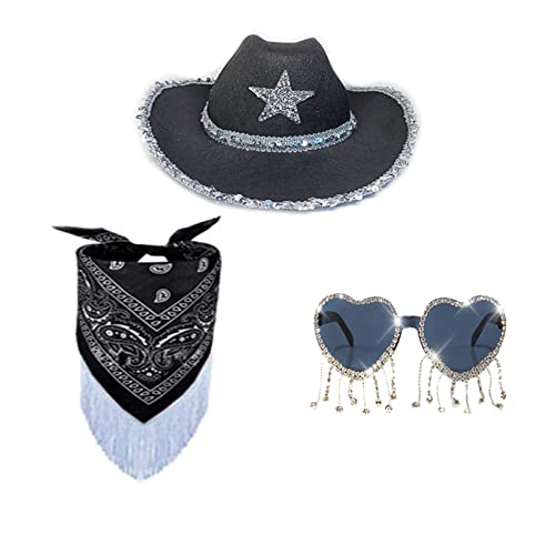 Xinsheinelry CowboyHut, Brille, BandanaSet, Junggesellinnenabschied, Bandana, Brautparty, Hut, Junggesellinnenabschied, Cowgirl-Brille, Braut Xinsheinelry CowboyHut, Brille, BandanaSet, Junggesellinnenabschied, Bandana, Brautparty, Hut, Junggesellinnenabschied, Cowgirl-Brille, Braut von Xinsheinelry