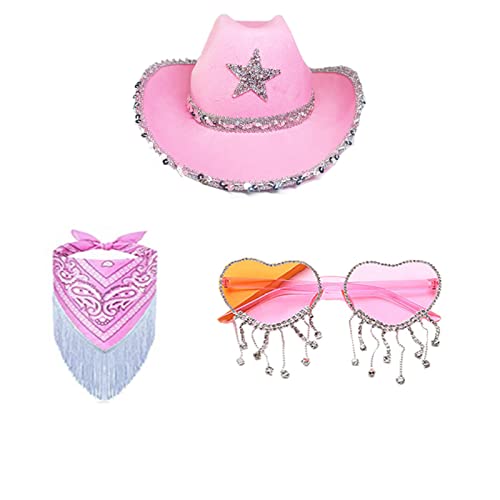 Xinsheinelry CowboyHut, Brille, BandanaSet, Junggesellinnenabschied, Bandana, Brautparty, Hut, Junggesellinnenabschied, Cowgirl-Brille, Braut Xinsheinelry CowboyHut, Brille, BandanaSet, Junggesellinnenabschied, Bandana, Brautparty, Hut, Junggesellinnenabschied, Cowgirl-Brille, Braut von Xinsheinelry