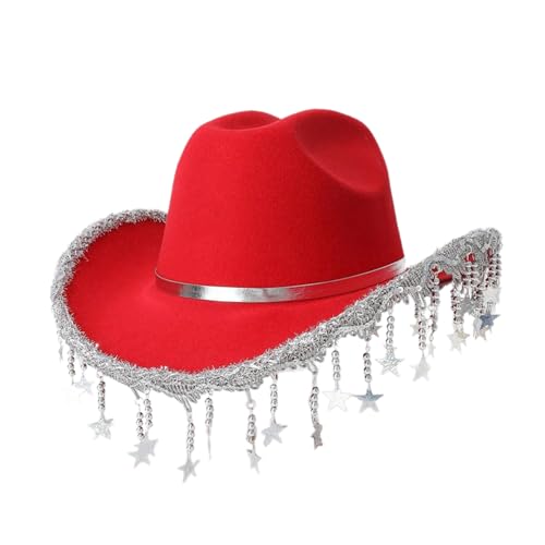 Xinsheinelry Cowgirl-Hut mit Paillettenbesatz für Mädchen, atmungsaktiv, mit Sternfransen, Bankette, Karneval, Fotografie Xinsheinelry Cowgirl-Hut mit Paillettenbesatz für Mädchen, atmungsaktiv, mit Sternfransen, Bankette, Karneval, Fotografie von Xinsheinelry