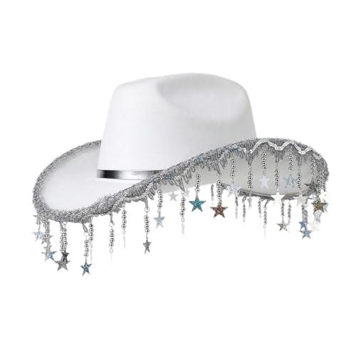Xinsheinelry Cowgirl-Hut mit Paillettenbesatz für Mädchen, atmungsaktiv, mit Sternfransen, Bankette, Karneval, Fotografie Xinsheinelry Cowgirl-Hut mit Paillettenbesatz für Mädchen, atmungsaktiv, mit Sternfransen, Bankette, Karneval, Fotografie von Xinsheinelry