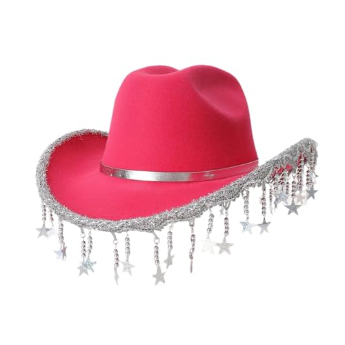 Xinsheinelry Cowgirl-Hut mit Paillettenbesatz für Mädchen, atmungsaktiv, mit Sternfransen, Bankette, Karneval, Fotografie Xinsheinelry Cowgirl-Hut mit Paillettenbesatz für Mädchen, atmungsaktiv, mit Sternfransen, Bankette, Karneval, Fotografie von Xinsheinelry