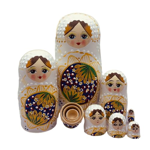 Xinsheinelry Folk Russische Nistpuppen Handgefertigte Holzfiguren Mit Blumenmuster Für Geschenken Von Zuhause Und Bürodekoration von Xinsheinelry