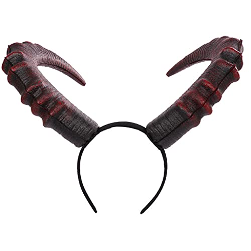 Xinsheinelry Gothic Halloween Cosplay Kostüm Haarzubehör Realistische Schwarze Rote Teufel Horn Stirnband Festival Carnival Party Bandana Foto Requisiten Haarband von Xinsheinelry