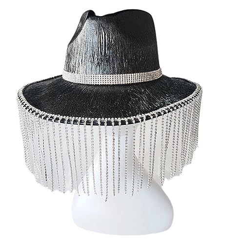 Xinsheinelry Hut mit gebogener Krempe und Quasten für Bankett, Party, Cowgirls-Hut für Erwachsene Xinsheinelry Hut mit gebogener Krempe und Quasten für Bankett, Party, Cowgirls-Hut für Erwachsene von Xinsheinelry