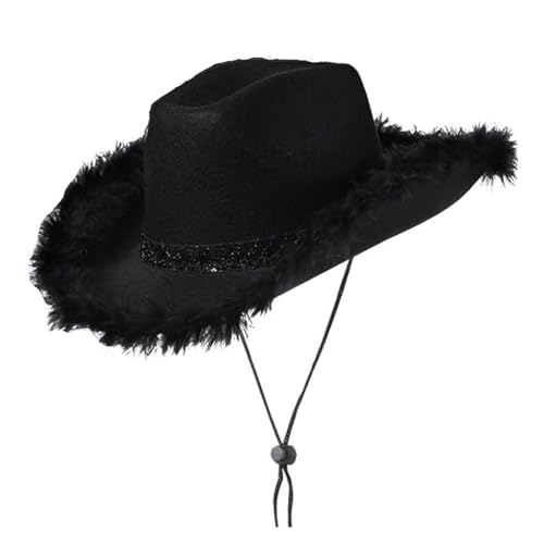 Xinsheinelry Hut mit pelziger Krempe für Damen, Rollenspiel, Hochzeit, Party, Requisiten, Junggesellinnenabschied Xinsheinelry Hut mit pelziger Krempe für Damen, Rollenspiel, Hochzeit, Party, Requisiten, Junggesellinnenabschied von Xinsheinelry